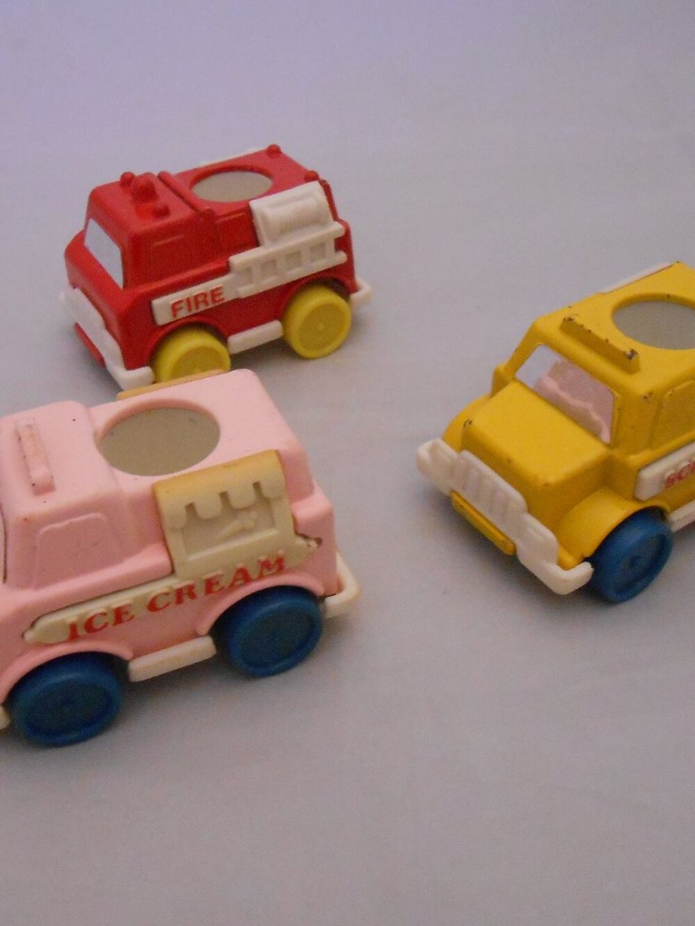 Vintage Arco Disney Die-Cast Car Lot, 1970's-80's, Firetruck, Bus, Ice Cream